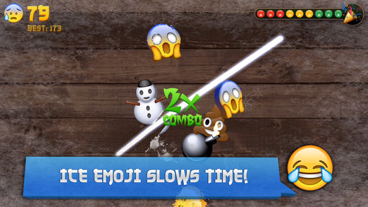 Ice emoji slows time on Emoji Samurai